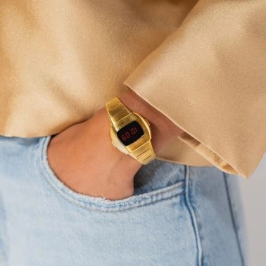 Montre Hamilton PSR 74 Digital quartz PVD or jaune affichage LCD et Oled rouge