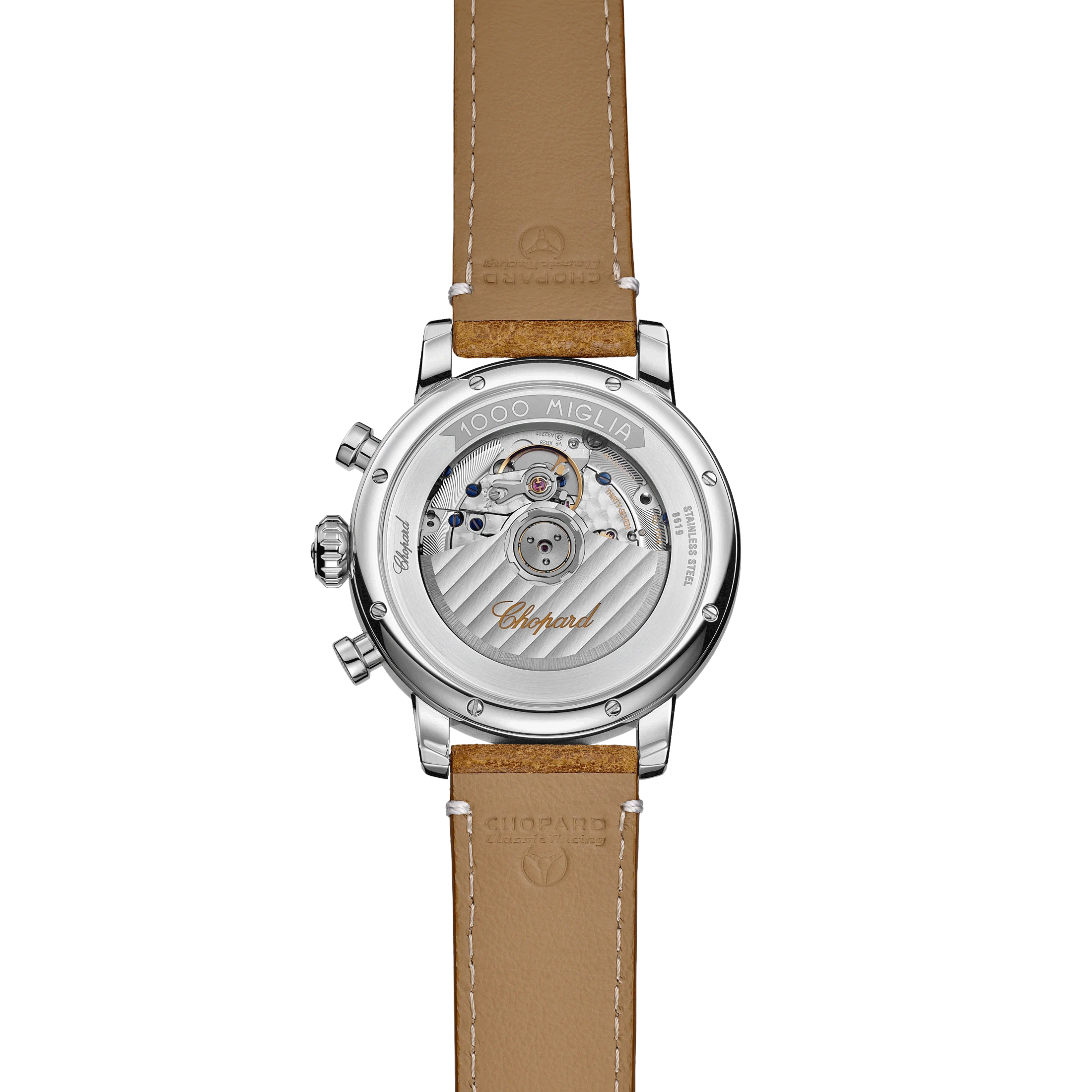 Montre Chopard Mille Miglia Classic Chronographe automatique cadran rouge bracelet cuir brun 40,5 mm 168619-3003