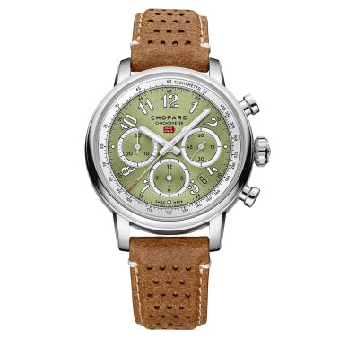 Montre Chopard Mille Miglia Classic Chronographe automatique cadran vert bracelet cuir brun 40,5 mm 168619-3004