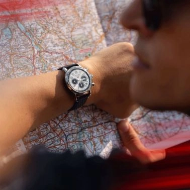 Chopard Mille Miglia Classic automatic chronograph watch silver dial black leather strap 40.5 mm 168619-3005