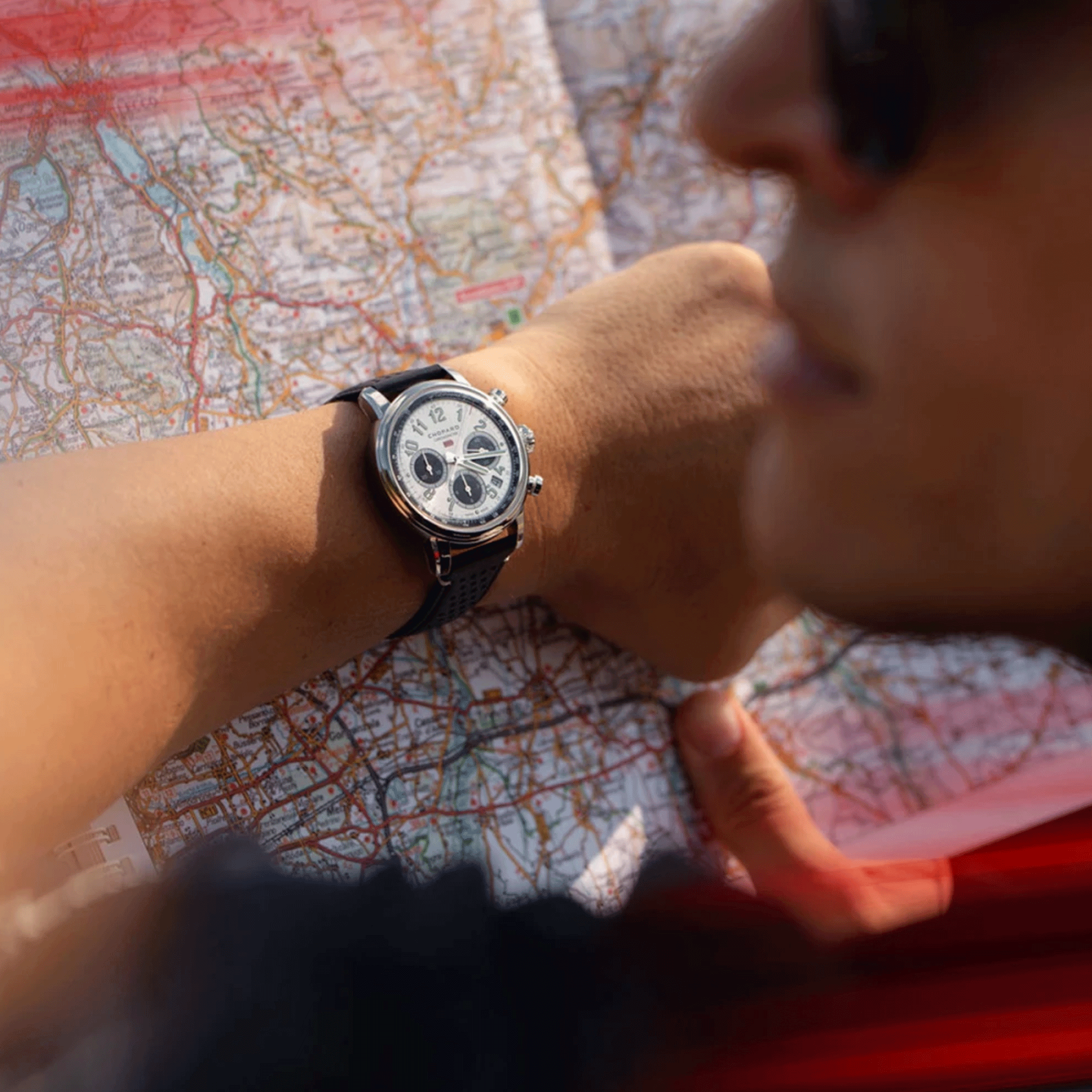 Chopard Mille Miglia Classic automatic chronograph watch silver dial black leather strap 40.5 mm 168619-3005