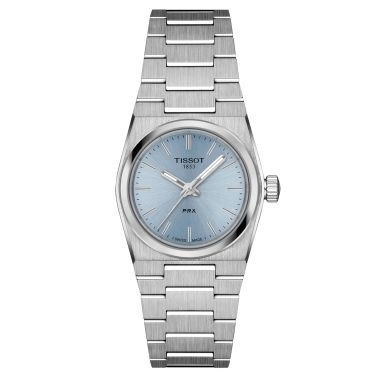 Tissot PRX quartz watch blue dial steel bracelet 25 mm T137.010.11.351.00