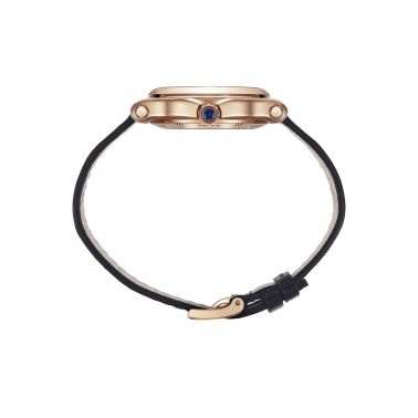 Montre Chopard Happy Sport Or Rose automatique cadran argent bracelet cuir bleu 33 mm 275378-5001