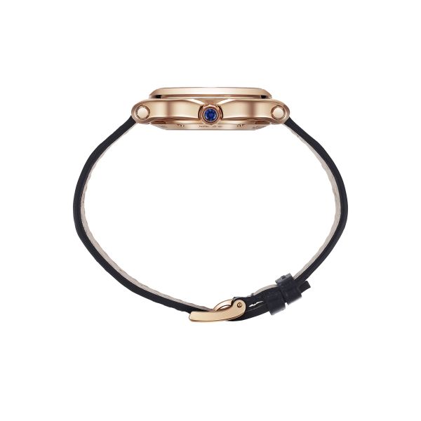 Montre Chopard Happy Sport Or Rose automatique cadran argent bracelet cuir bleu 33 mm 275378-5001