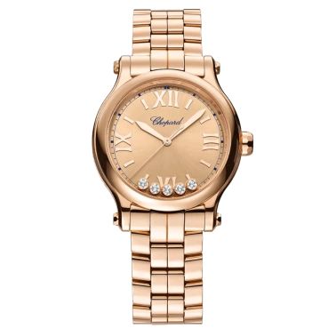 Montre Chopard Happy Sport Or Rose automatique cadran doré bracelet or rose 33 mm 275378-5008