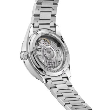 Montre TAG Heuer Carrera automatique index diamants or rose cadran vert bracelet acier 36 mm WBN2317.BA0001