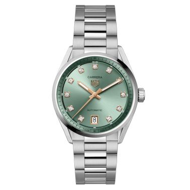 TAG Heuer Carrera automatic watch diamond index rose gold green dial steel bracelet 36 mm WBN2317.BA0001