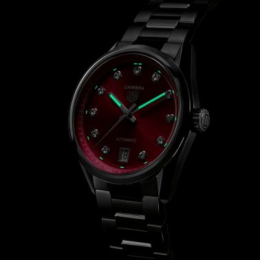 Montre TAG Heuer Carrera automatique index diamants cadran rose bracelet acier 36 mm WBN2318.BA0001