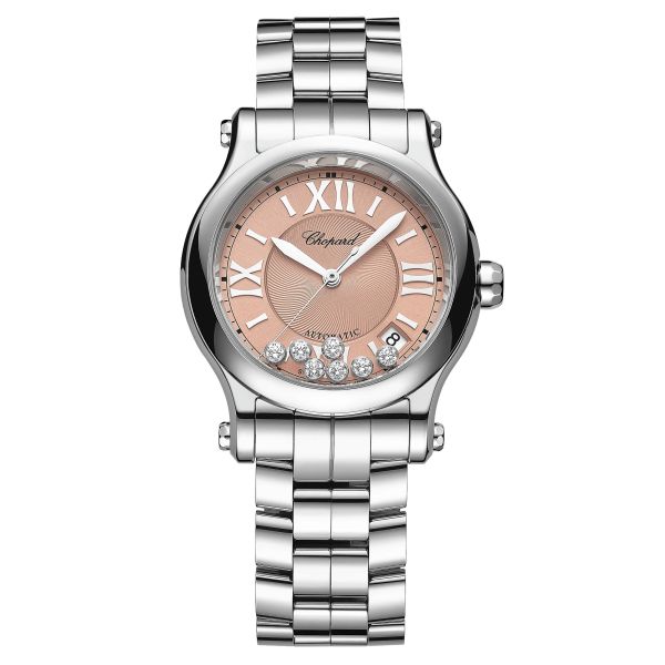 Montre Chopard Happy Sport automatique cadran rose bracelet acier 36 mm 278559-3025