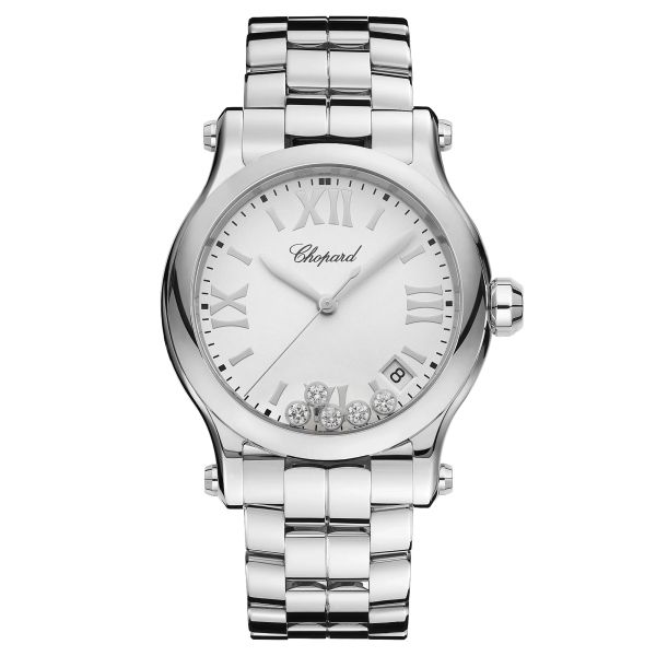 Montre Chopard Happy Sport quartz cadran blanc bracelet acier 36 mm 278582-3002