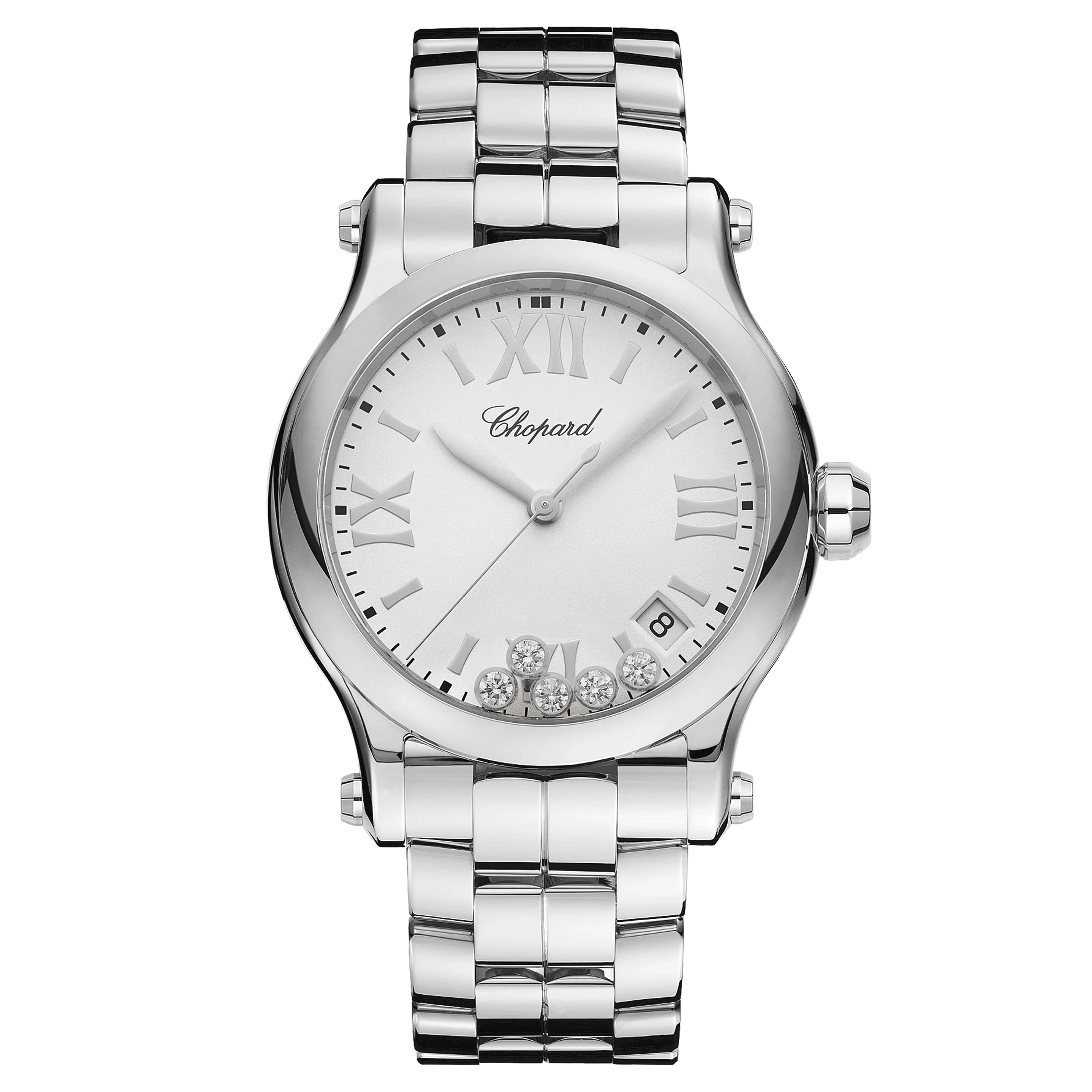 Montre Chopard Happy Sport quartz cadran blanc bracelet acier 36 mm 278582-3002