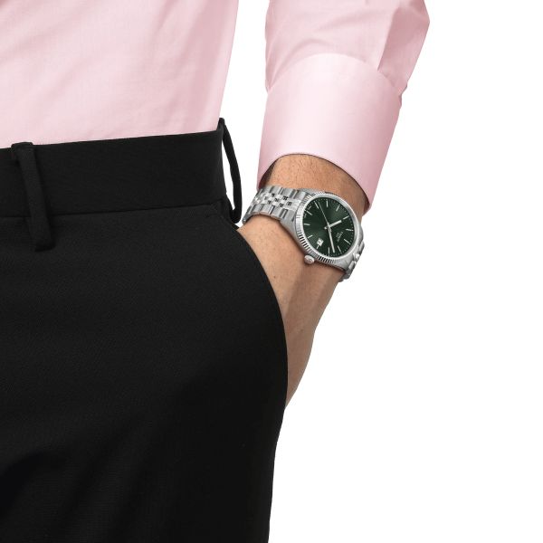Tissot T-Classic Ballade quartz watch green dial steel bracelet 40 mm T156.410.11.091.00