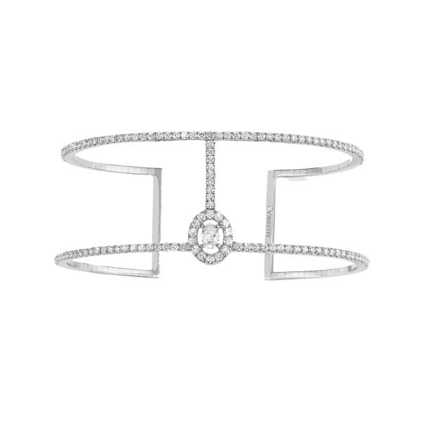 Bracelet Messika Glam'Azone Skinny 2 rangs Pavé en or blanc et diamants