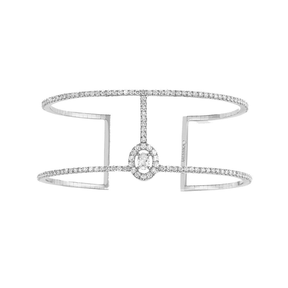 Bracelet Messika Glam'Azone Skinny 2 rangs Pavé en or blanc et diamants