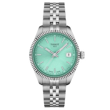 Tissot T-Classic Ballade quartz watch light green dial steel bracelet 34 mm T156.210.11.091.00