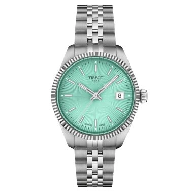 Tissot T-Classic Ballade quartz watch light green dial steel bracelet 34 mm T156.210.11.091.00