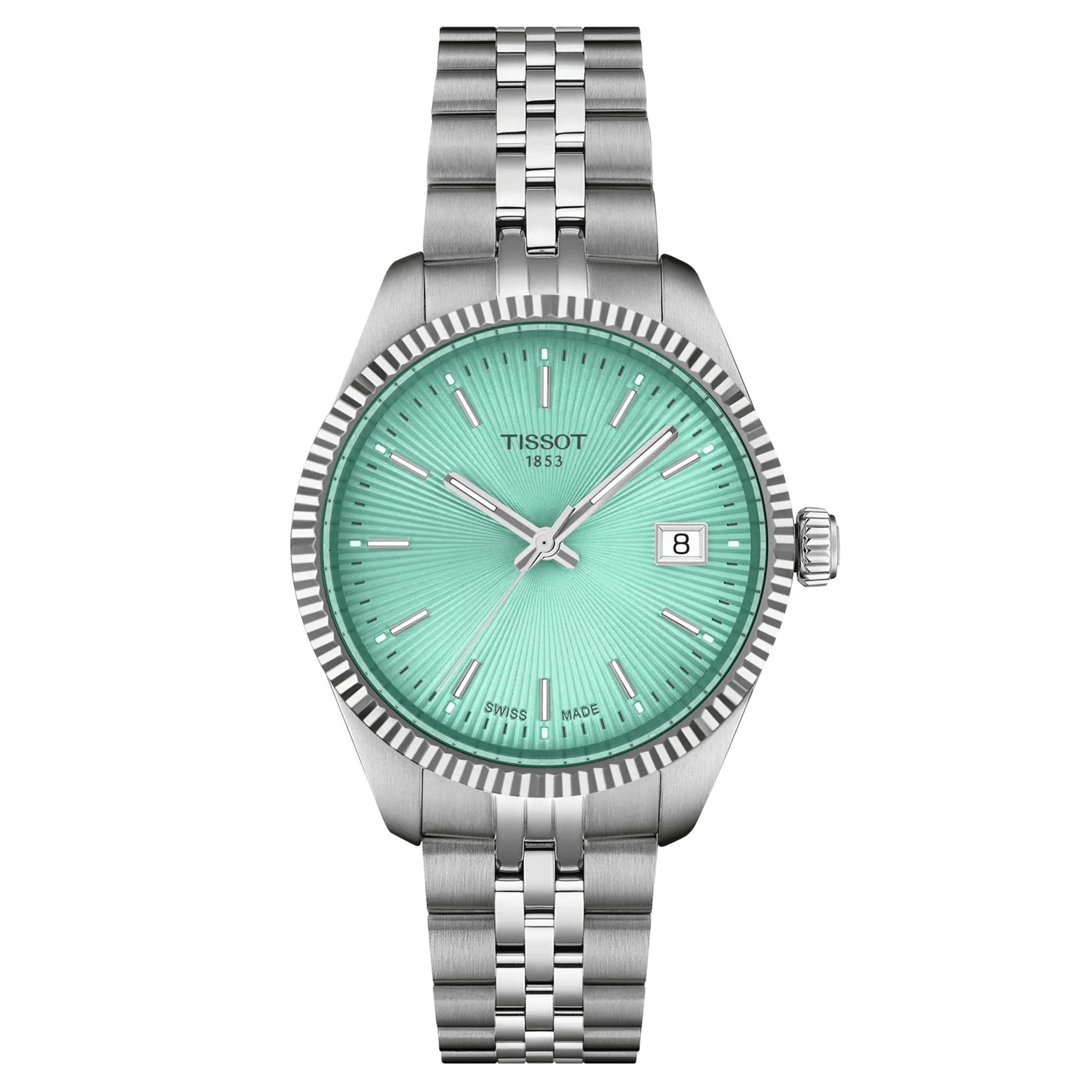 Tissot T-Classic Ballade quartz watch light green dial steel bracelet 34 mm T156.210.11.091.00