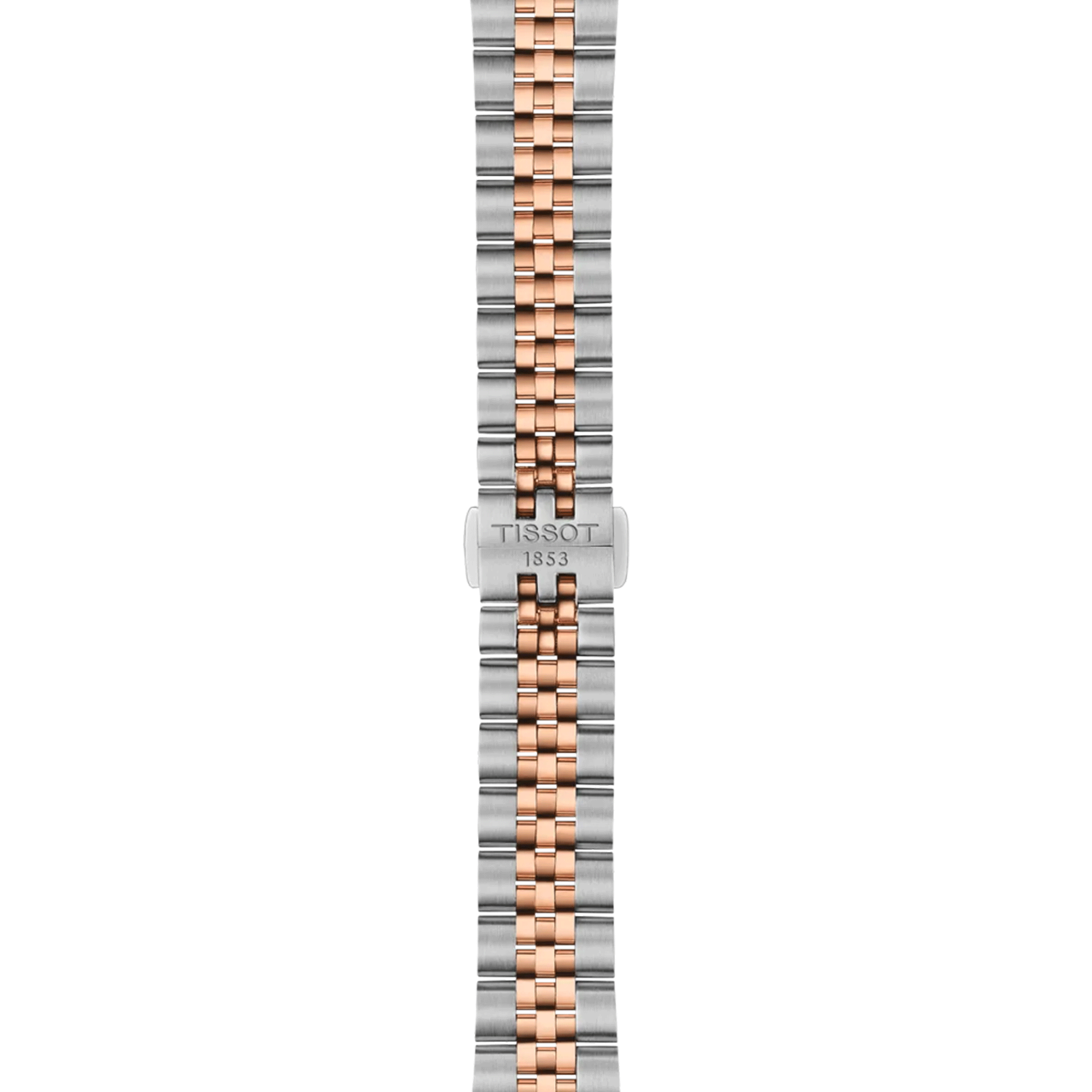Montre Tissot T-Classic Ballade quartz cadran bleu bracelet acier et pvd or rose 34 mm T156.210.22.041.00
