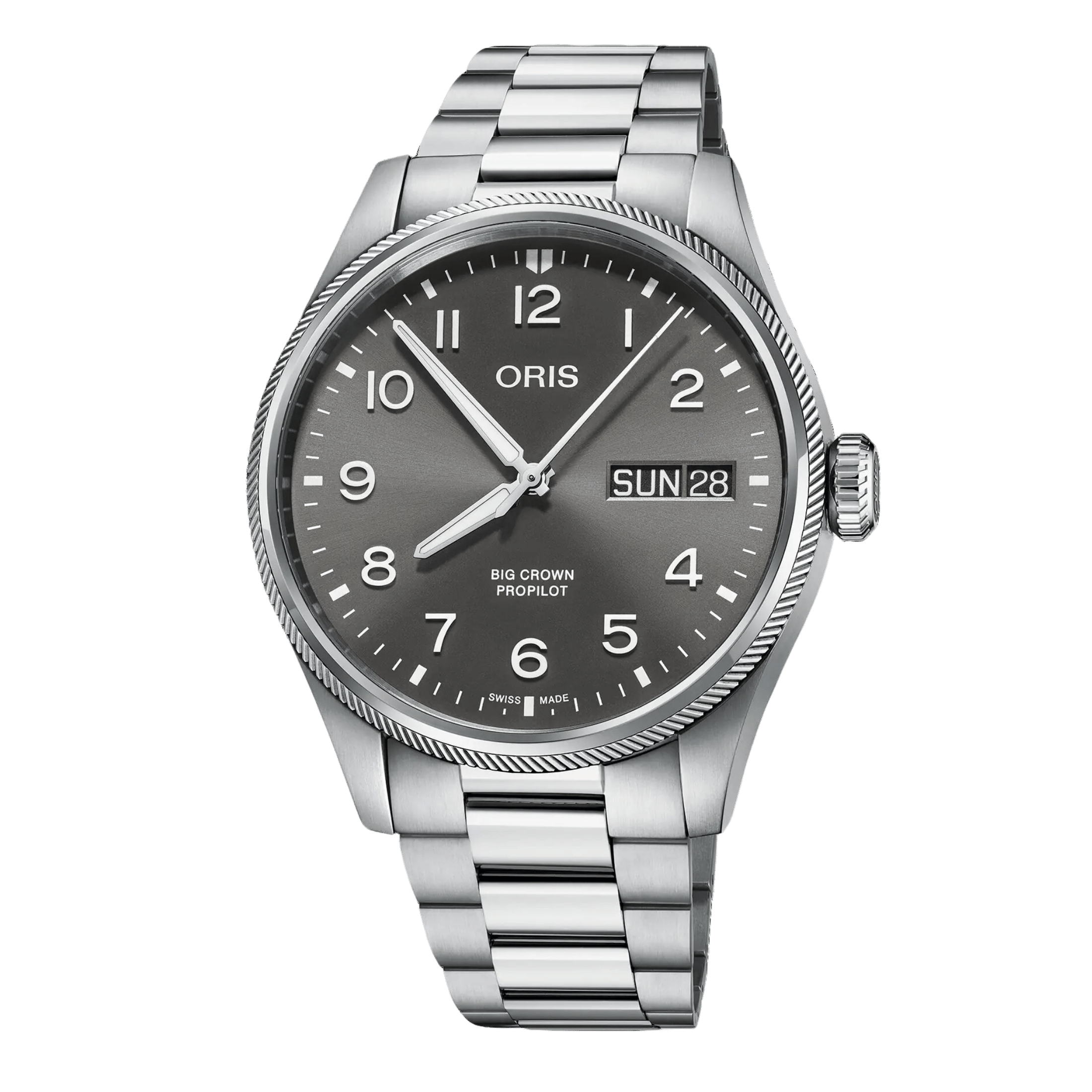 Oris Aviation Big Crown Propilot Big Day Date automatic grey dial steel bracelet 44 mm