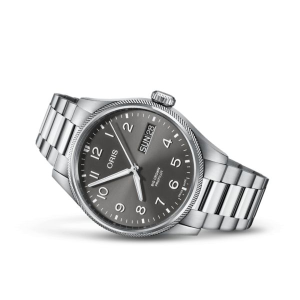 Oris Aviation Big Crown Propilot Big Day Date automatic grey dial steel bracelet 44 mm