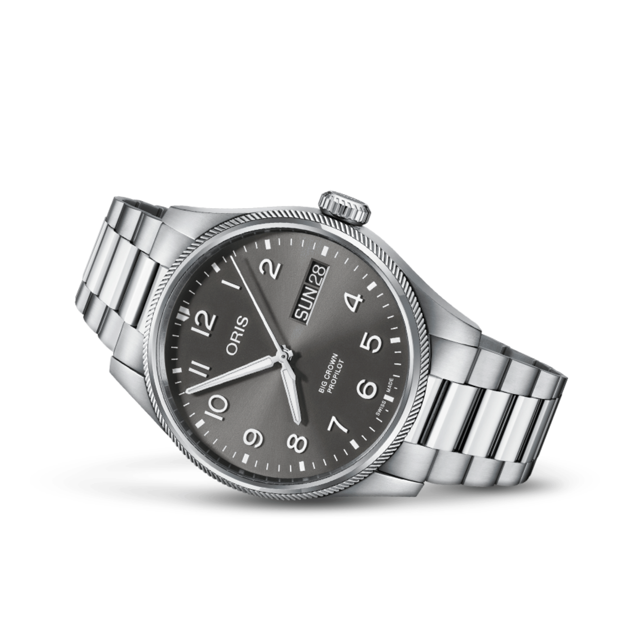 Oris Aviation Big Crown Propilot Big Day Date automatic grey dial steel bracelet 44 mm