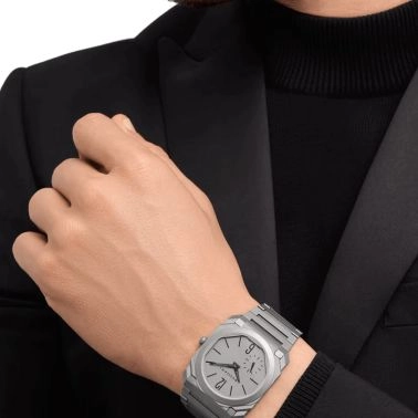 Bulgari Octo Finissimo automatic watch grey titanium dial titanium bracelet 40 mm 102713
