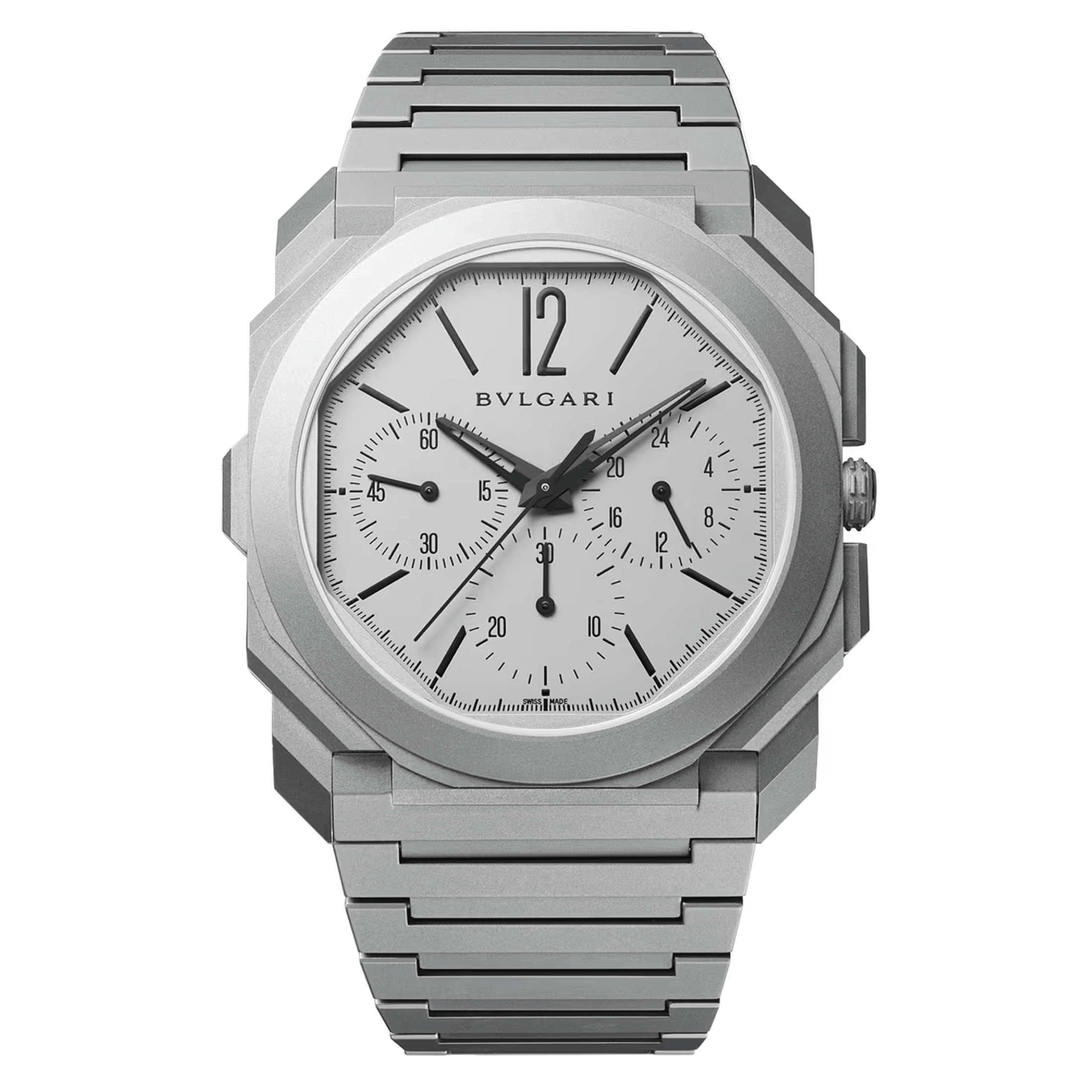Montre Bulgari Octo Finissimo Chronographe GMT automatique cadran titane gris bracelet titane 42 mm 103068
