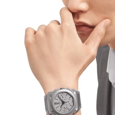 Bulgari Octo Finissimo Chronograph GMT automatic grey titanium dial titanium bracelet 42 mm 103068