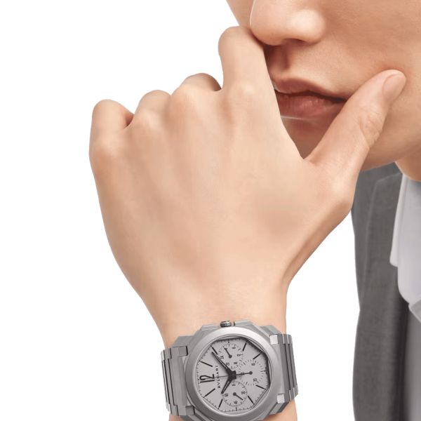 Bulgari Octo Finissimo Chronograph GMT automatic grey titanium dial titanium bracelet 42 mm 103068