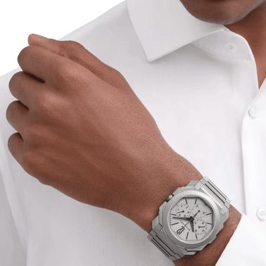 Bulgari Octo Finissimo Chronograph GMT automatic grey titanium dial titanium bracelet 42 mm 103068