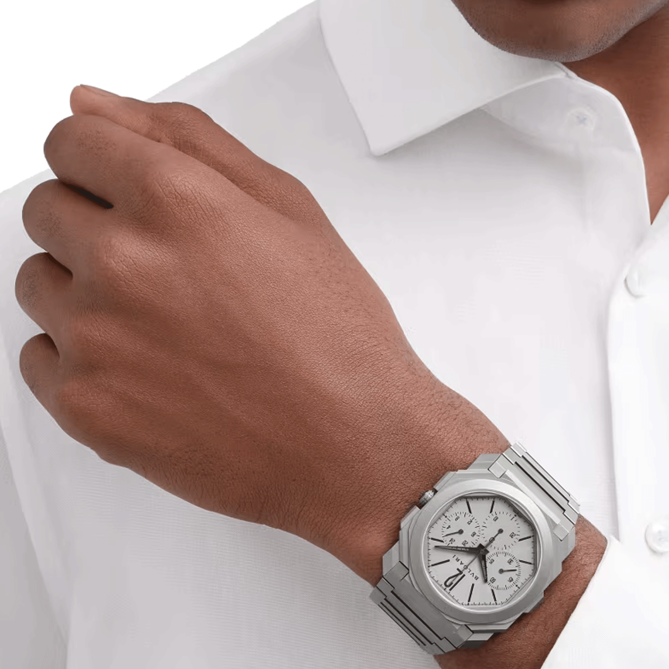 Montre Bulgari Octo Finissimo Chronographe GMT automatique cadran titane gris bracelet titane 42 mm 103068