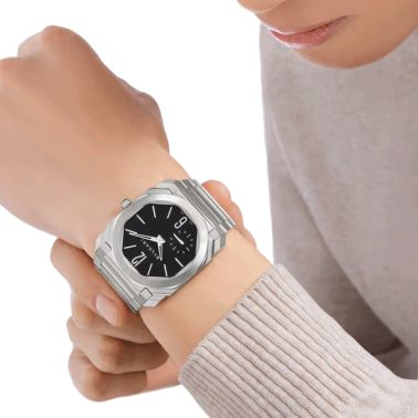 Bulgari Octo Finissimo automatic watch black dial stainless steel bracelet 40 mm 103297