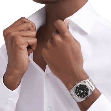 Bulgari Octo Finissimo automatic watch black dial stainless steel bracelet 40 mm 103297