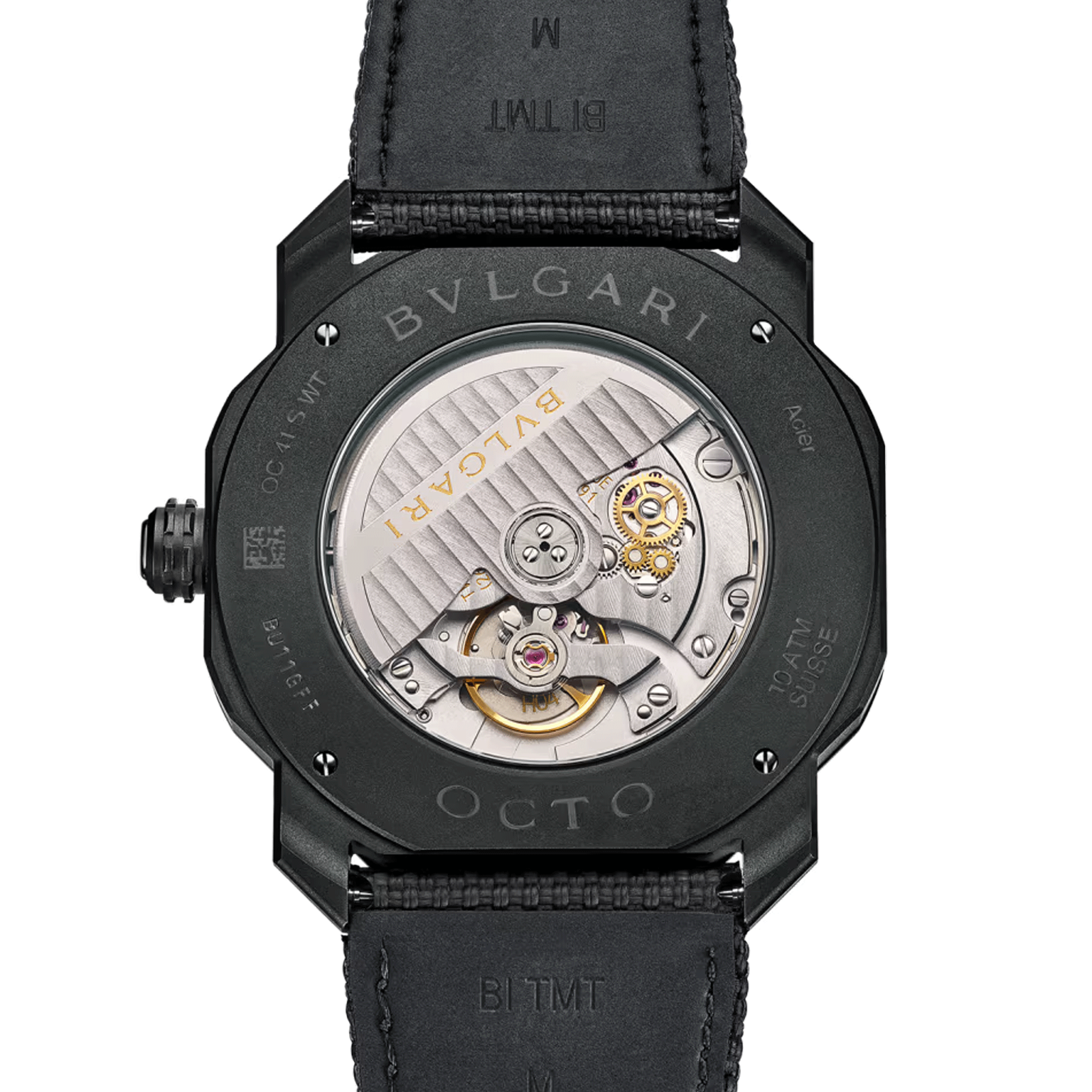 Bulgari Octo Roma WorldTimer automatic watch black dial black rubber strap 41 mm 103486