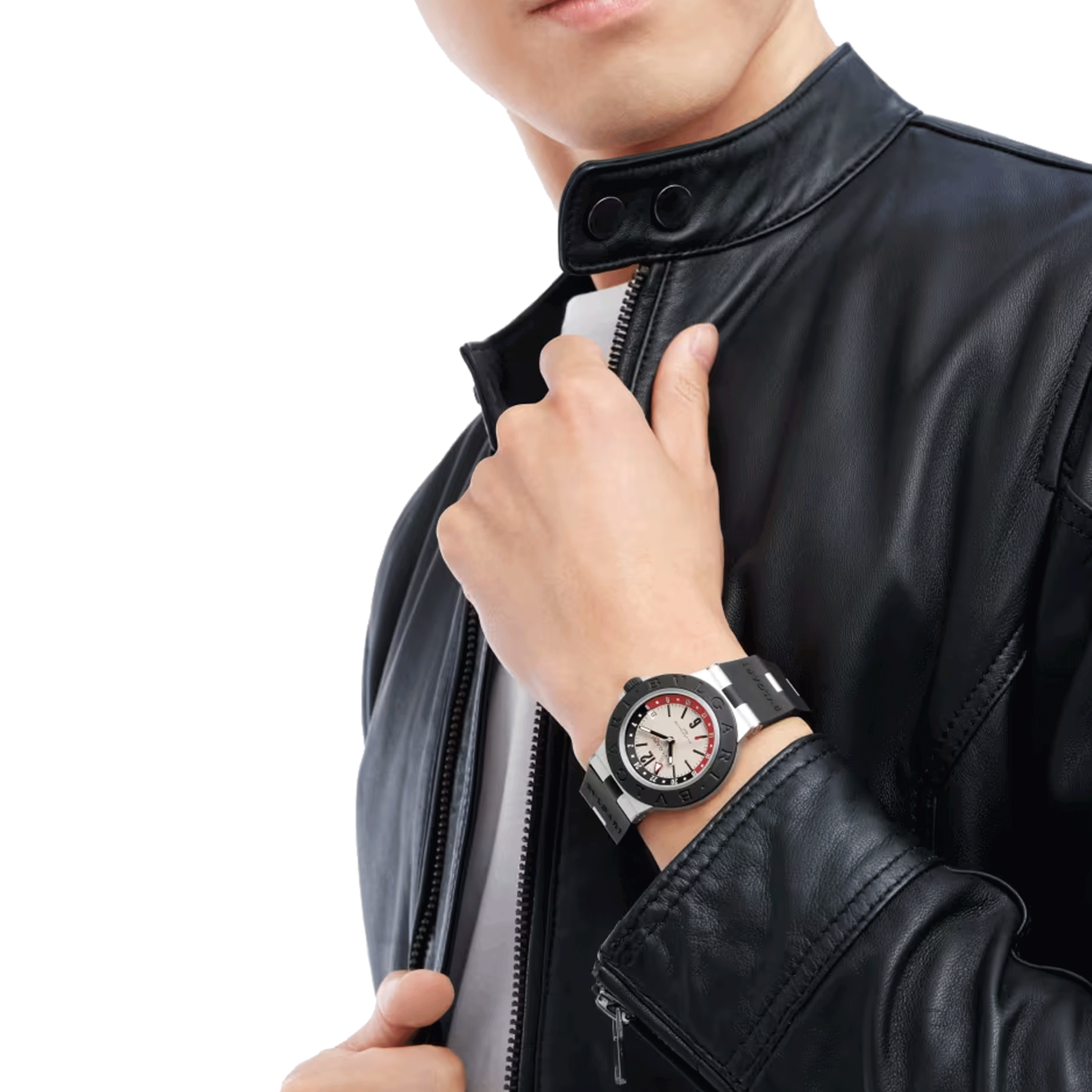 Montre Bulgari Bvlgari Aluminium GMT automatique cadran blanc bracelet caoutchouc noir 40 mm 103963