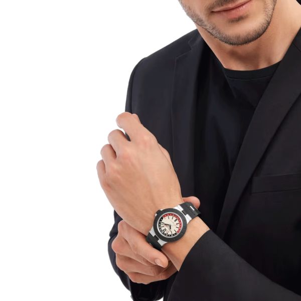 Bulgari Bvlgari Aluminium GMT automatic watch white dial black rubber strap 40 mm 103963