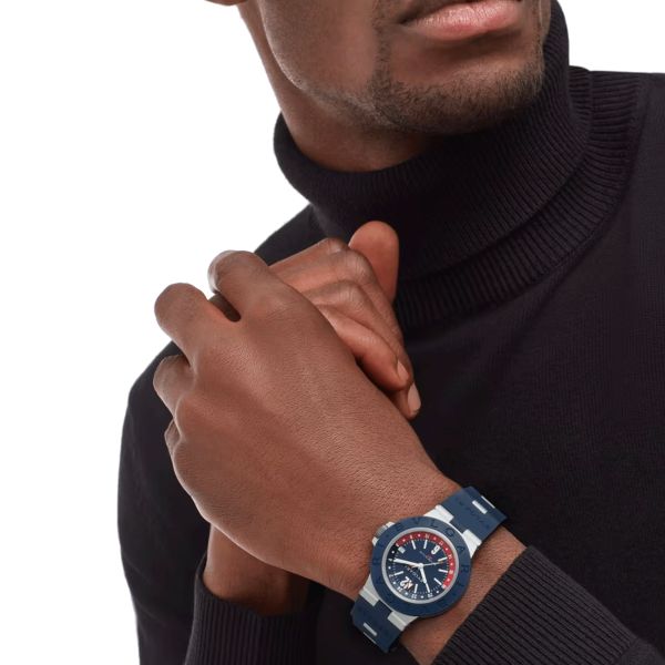 Bulgari Bvlgari Aluminium GMT automatic watch blue dial blue rubber strap 40 mm 103554