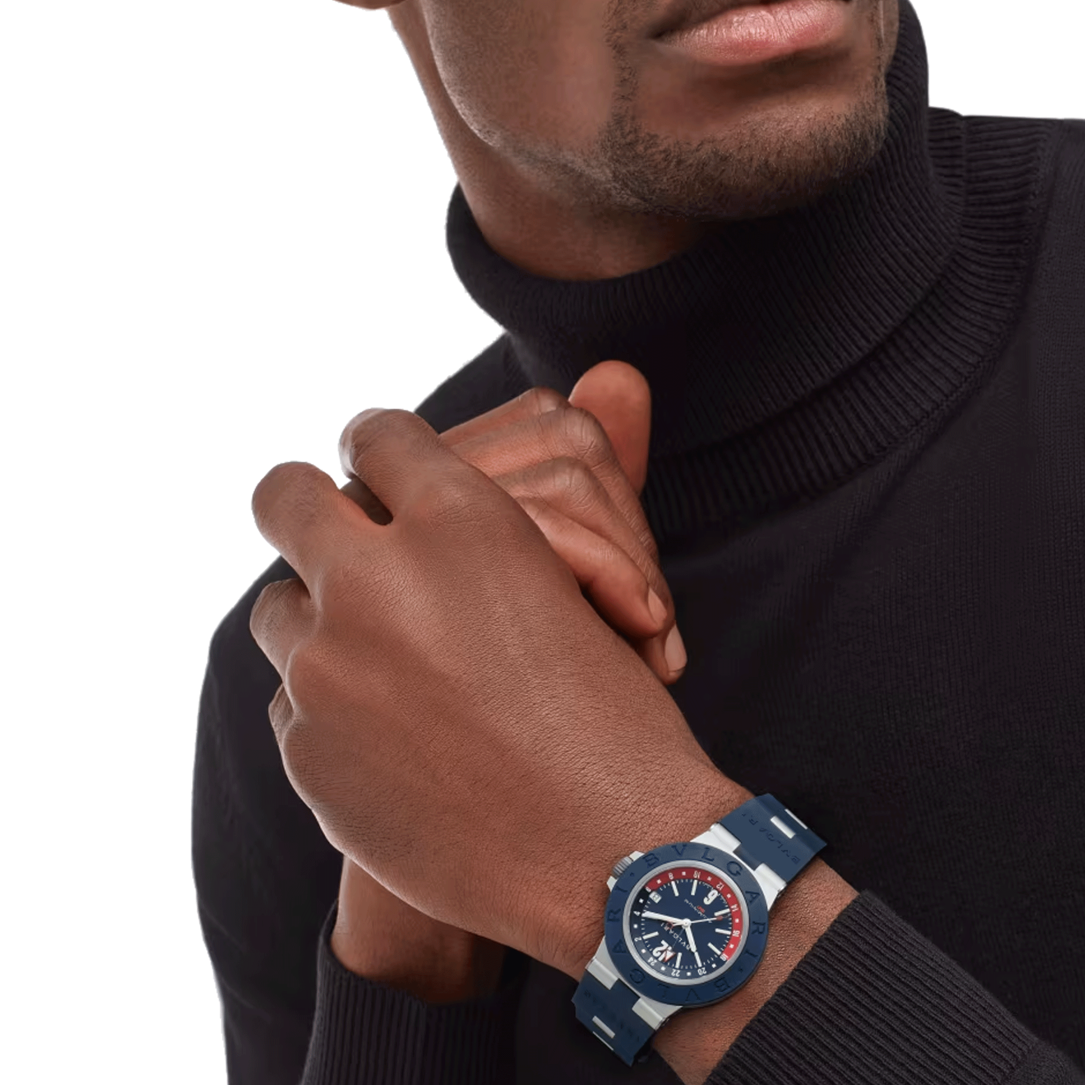 Bulgari Bvlgari Aluminium GMT automatic watch blue dial blue rubber strap 40 mm 103554