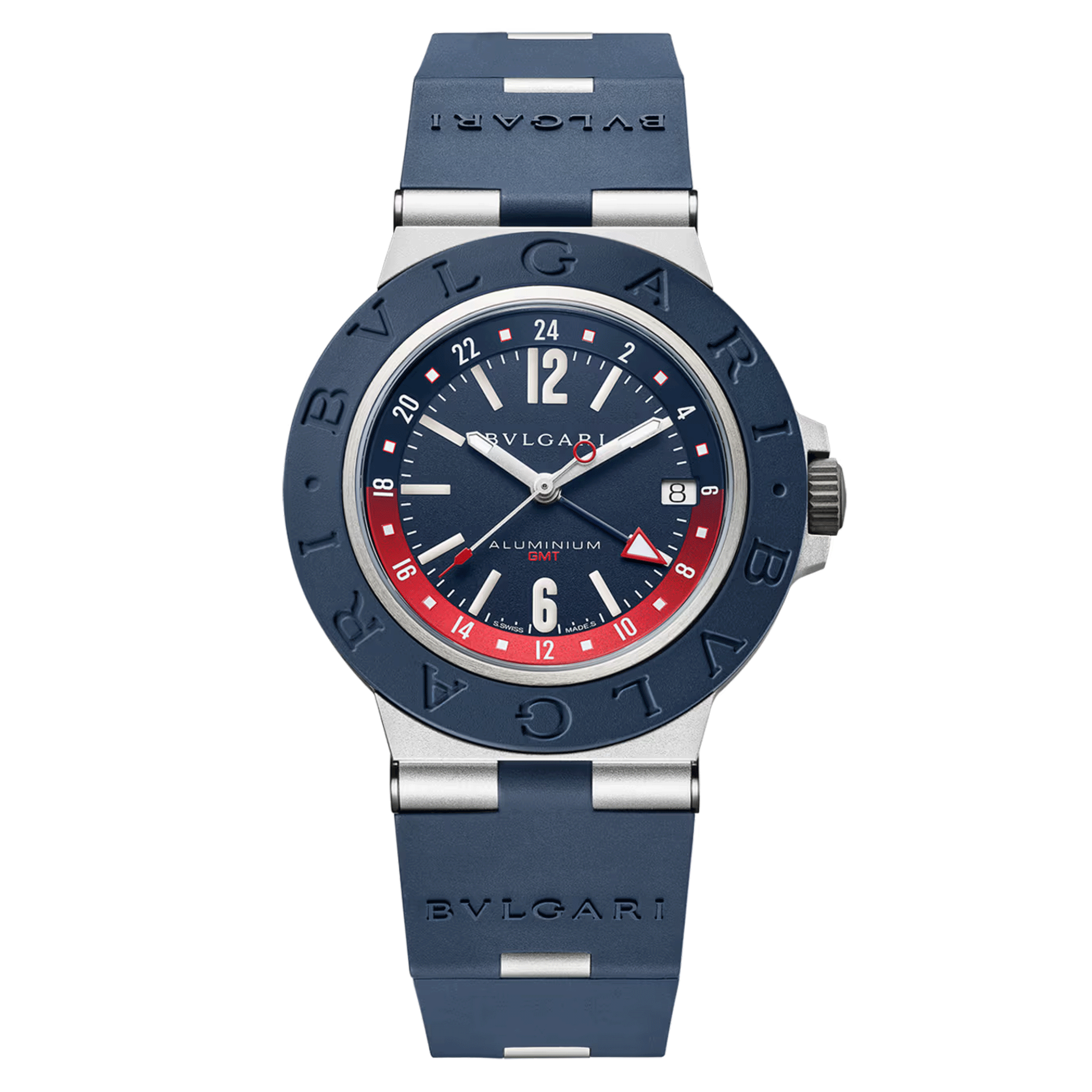 Montre Bulgari Bvlgari Aluminium GMT automatique cadran bleu bracelet caoutchouc bleu 40 mm 103554