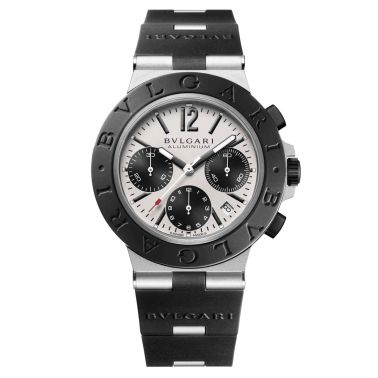 Bulgari Bvlgari Aluminium Automatic Chronograph watch grey dial black rubber strap 41 mm 103722