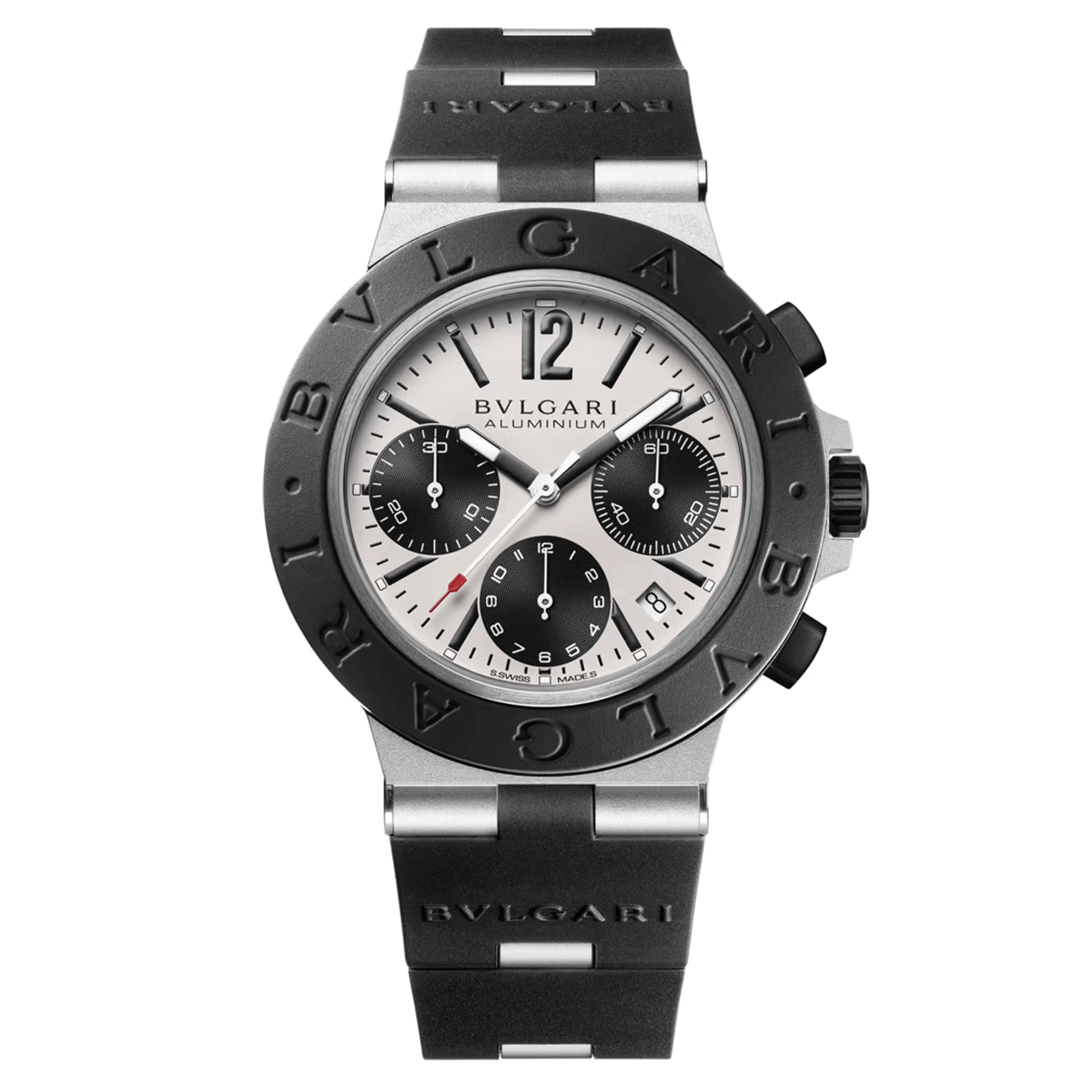 Montre Bulgari Bvlgari Aluminium Chronographe automatique cadran gris bracelet caoutchouc noir 41 mm 103722