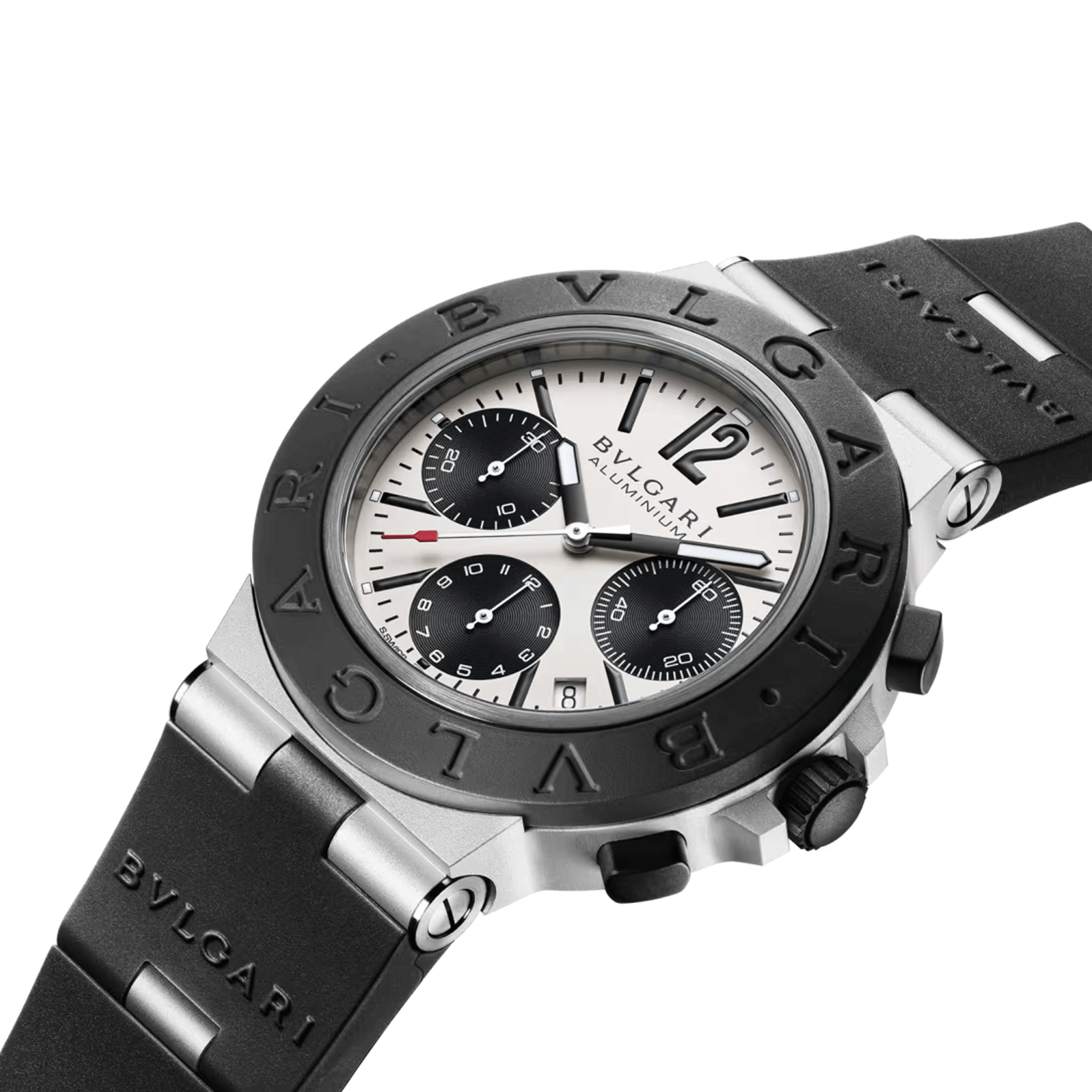 Montre Bulgari Bvlgari Aluminium Chronographe automatique cadran gris bracelet caoutchouc noir 41 mm 103722