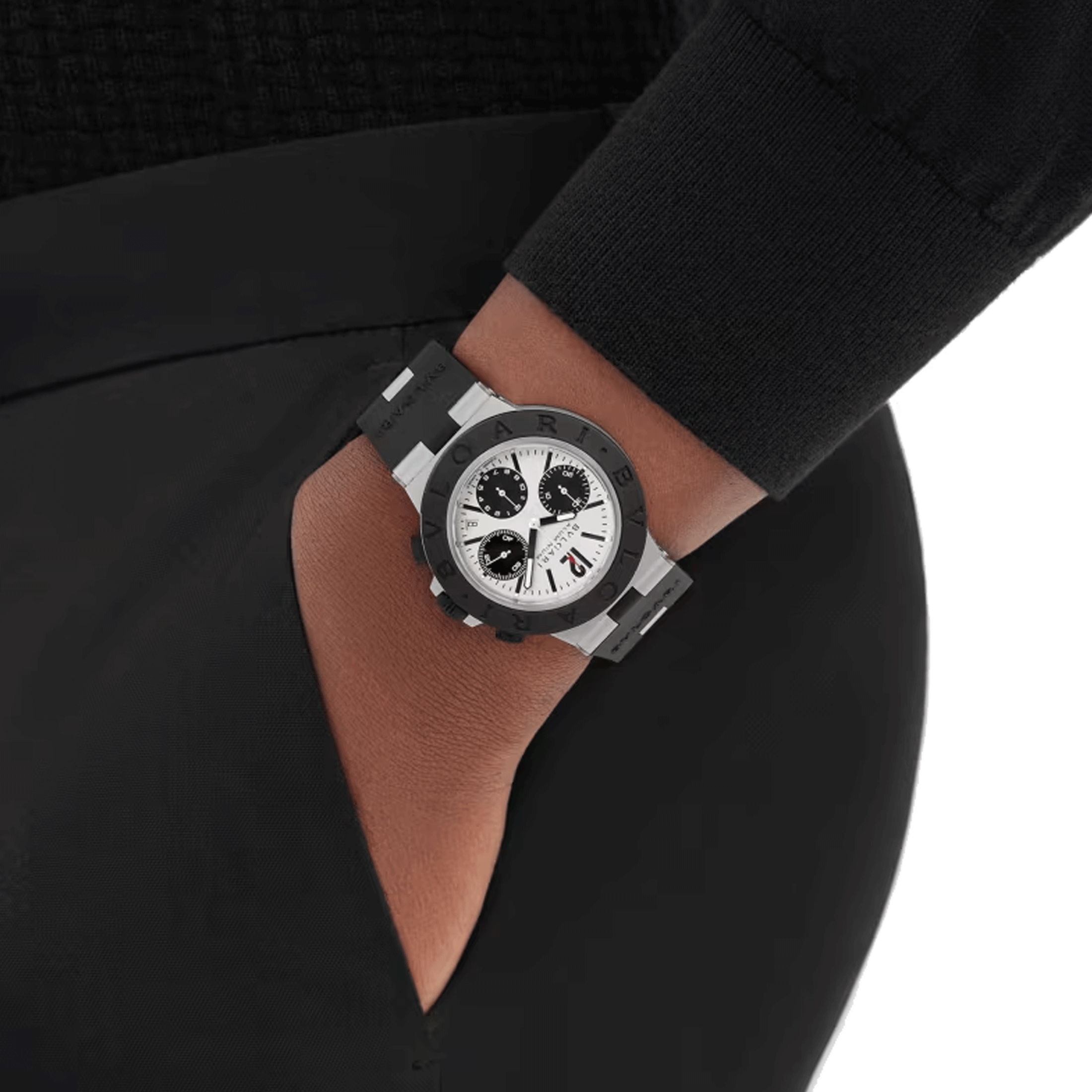 Bulgari Bvlgari Aluminium Automatic Chronograph watch grey dial black rubber strap 41 mm 103722