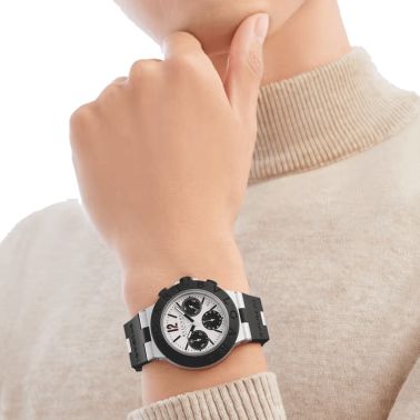 Montre Bulgari Bvlgari Aluminium Chronographe automatique cadran gris bracelet caoutchouc noir 41 mm 103722