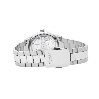 Nomos Club Sport Neomatik 34 Gold automatic sapphire back golden dial steel bracelet 34 mm