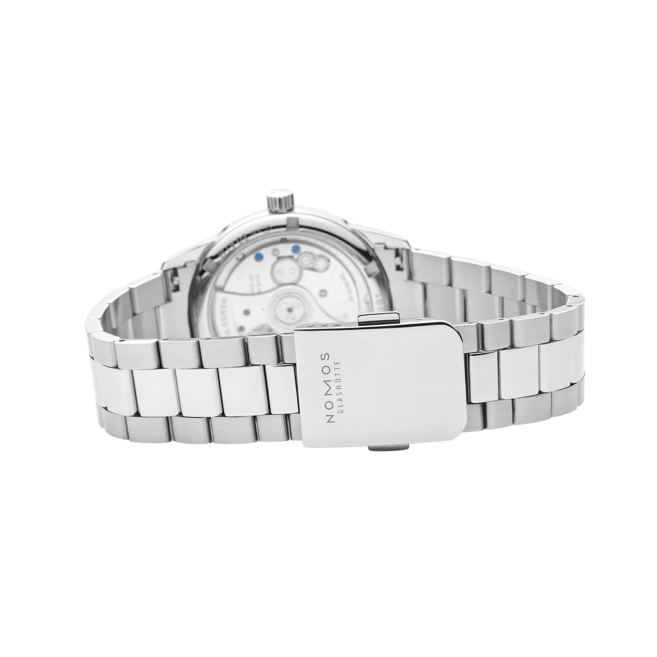 Nomos Club Sport Neomatik 34 Gold automatic sapphire back golden dial steel bracelet 34 mm