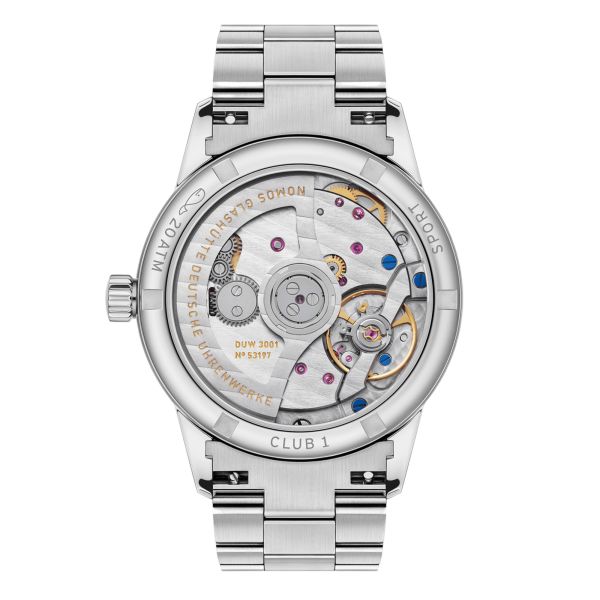 Montre Nomos Club Sport Neomatik 34 Rosé automatique fond saphir cadran rose bracelet acier 34 mm