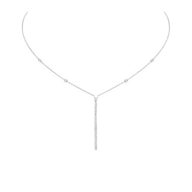 Collier Messika Gatsby Barrette verticale en or blanc et diamants