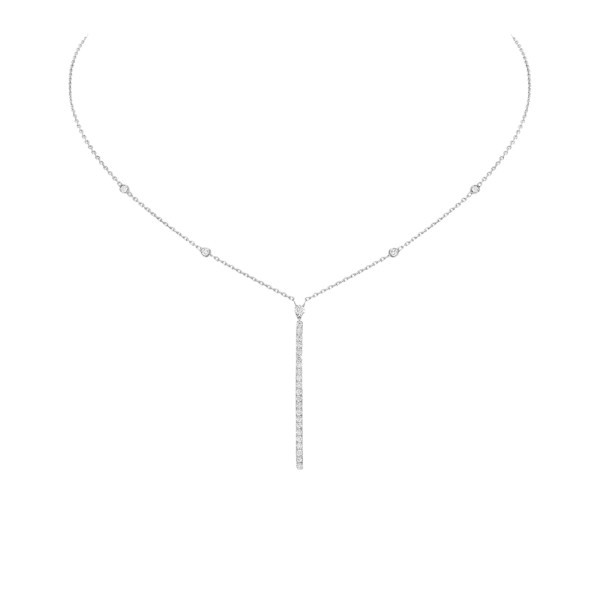 Collier Messika Gatsby Barrette verticale en or blanc et diamants