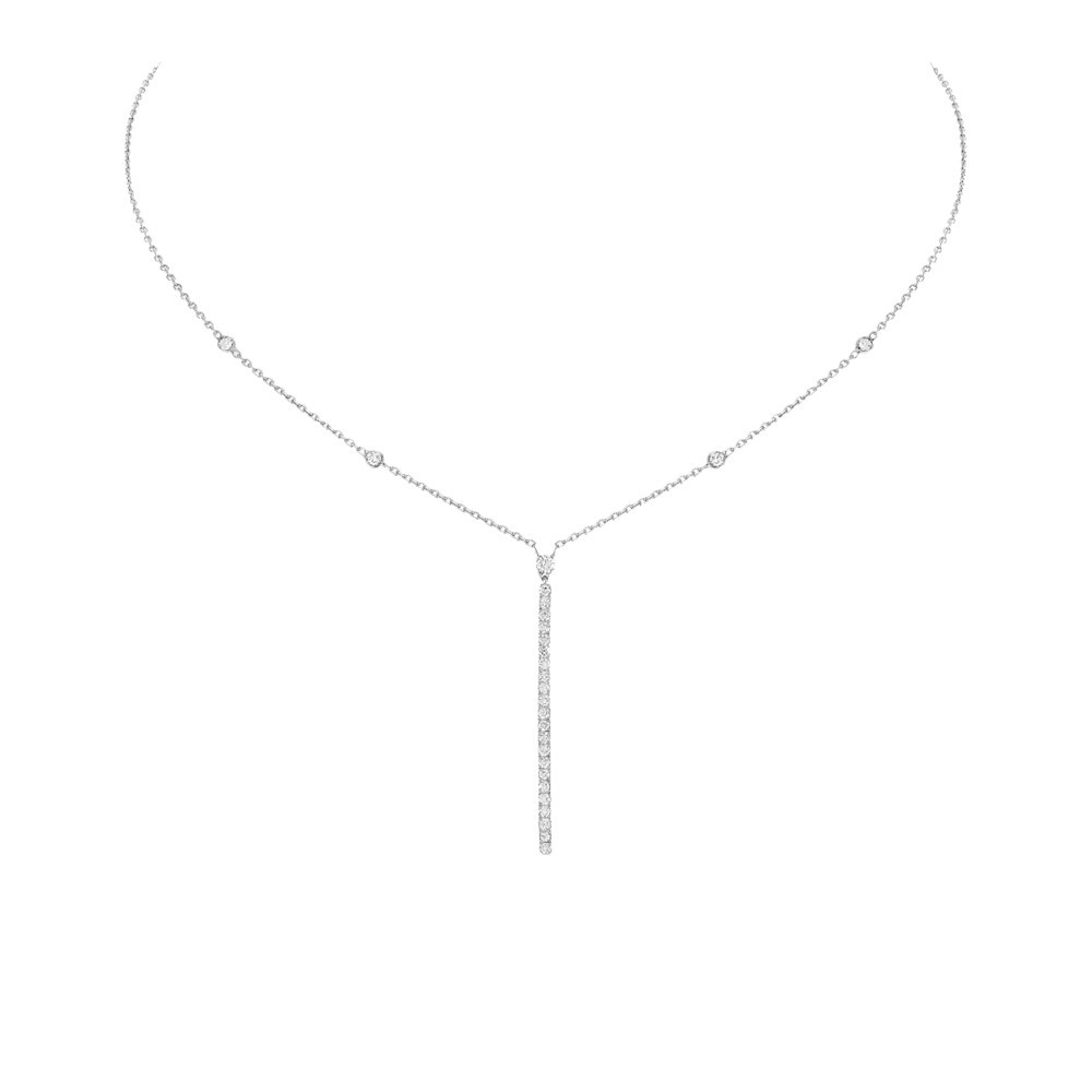 Collier Messika Gatsby Barrette verticale en or blanc et diamants